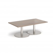 Rectangular Coffee Table | 1400 x 800mm | 490mm High | Barcelona Walnut | Round Brushed Steel Bases | Monza