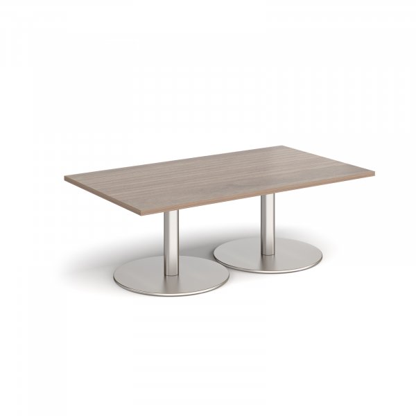 Rectangular Coffee Table | 1400 x 800mm | 490mm High | Barcelona Walnut | Round Brushed Steel Bases | Monza