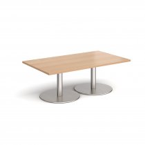 Rectangular Coffee Table | 1400 x 800mm | 490mm High | Beech | Round Brushed Steel Bases | Monza