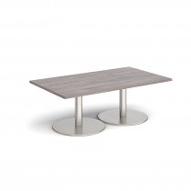 Rectangular Coffee Table | 1400 x 800mm | 490mm High | Grey Oak | Round Brushed Steel Bases | Monza