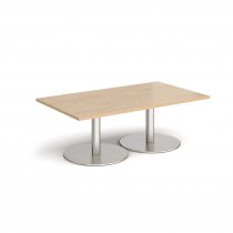 Rectangular Coffee Table | 1400 x 800mm | 490mm High | Kendal Oak | Round Brushed Steel Bases | Monza