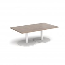 Rectangular Coffee Table | 1400 x 800mm | 490mm High | Barcelona Walnut | Round White Bases | Monza