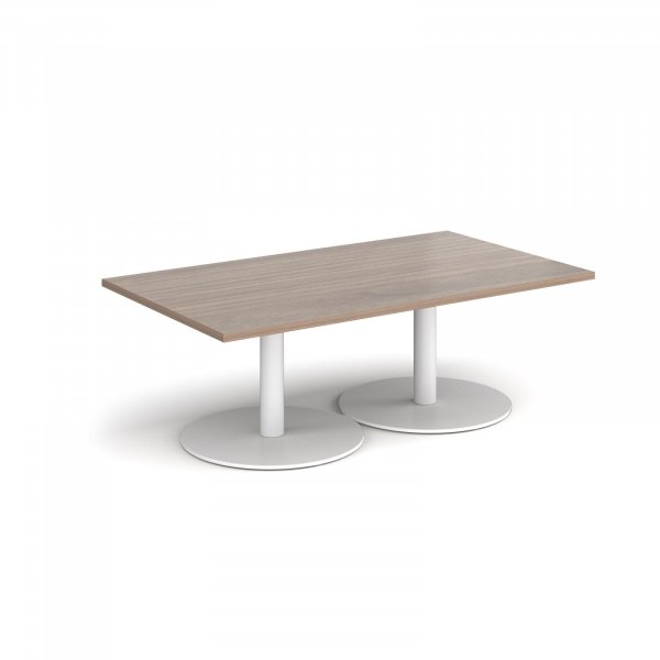 Rectangular Coffee Table | 1400 x 800mm | 490mm High | Barcelona Walnut | Round White Bases | Monza