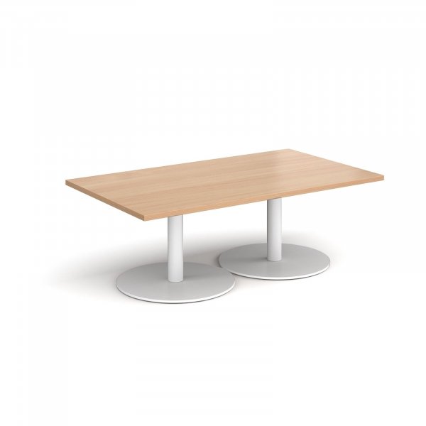 Rectangular Coffee Table | 1400 x 800mm | 490mm High | Beech | Round White Bases | Monza