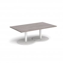 Rectangular Coffee Table | 1400 x 800mm | 490mm High | Grey Oak | Round White Bases | Monza