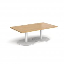 Rectangular Coffee Table | 1400 x 800mm | 490mm High | Oak | Round White Bases | Monza