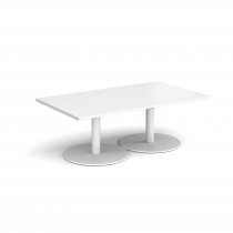 Rectangular Coffee Table | 1400 x 800mm | 490mm High | White | Round White Bases | Monza