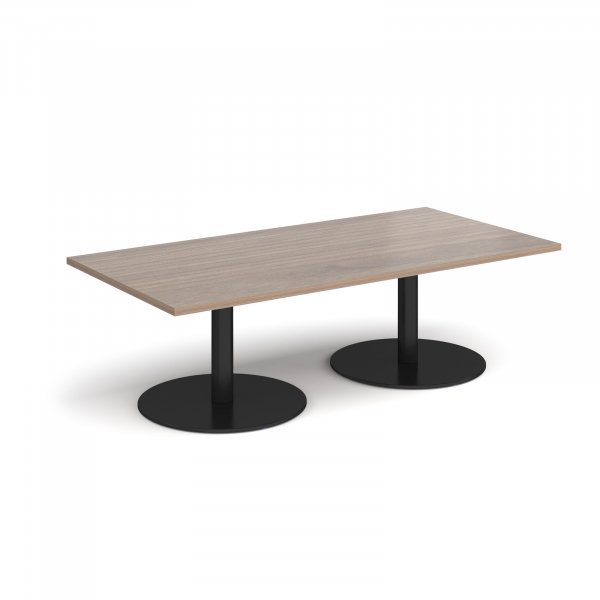 Rectangular Coffee Table | 1600 x 800mm | 490mm High | Barcelona Walnut | Round Black Bases | Monza