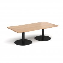 Rectangular Coffee Table | 1600 x 800mm | 490mm High | Beech | Round Black Bases | Monza