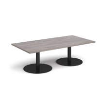 Rectangular Coffee Table | 1600 x 800mm | 490mm High | Grey Oak | Round Black Bases | Monza