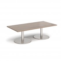 Rectangular Coffee Table | 1600 x 800mm | 490mm High | Barcelona Walnut | Round Brushed Steel Bases | Monza