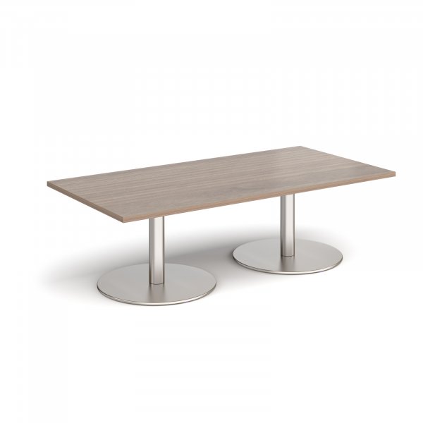 Rectangular Coffee Table | 1600 x 800mm | 490mm High | Barcelona Walnut | Round Brushed Steel Bases | Monza