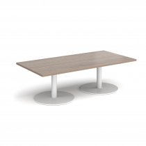 Rectangular Coffee Table | 1600 x 800mm | 490mm High | Barcelona Walnut | Round White Bases | Monza