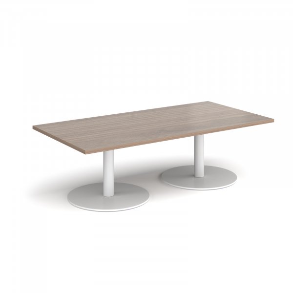 Rectangular Coffee Table | 1600 x 800mm | 490mm High | Barcelona Walnut | Round White Bases | Monza