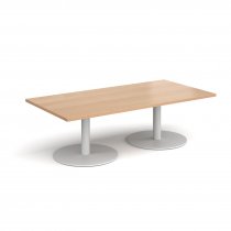 Rectangular Coffee Table | 1600 x 800mm | 490mm High | Beech | Round White Bases | Monza