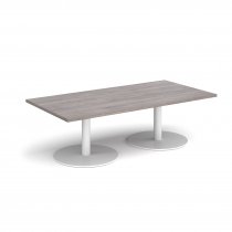 Rectangular Coffee Table | 1600 x 800mm | 490mm High | Grey Oak | Round White Bases | Monza