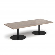 Rectangular Coffee Table | 1800 x 800mm | 490mm High | Barcelona Walnut | Round Black Bases | Monza