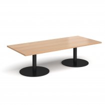 Rectangular Coffee Table | 1800 x 800mm | 490mm High | Beech | Round Black Bases | Monza