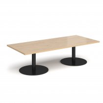 Rectangular Coffee Table | 1800 x 800mm | 490mm High | Kendal Oak | Round Black Bases | Monza