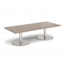 Rectangular Coffee Table | 1800 x 800mm | 490mm High | Barcelona Walnut | Round Brushed Steel Bases | Monza