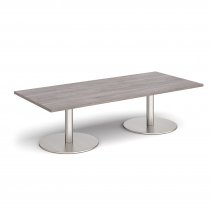 Rectangular Coffee Table | 1800 x 800mm | 490mm High | Grey Oak | Round Brushed Steel Bases | Monza