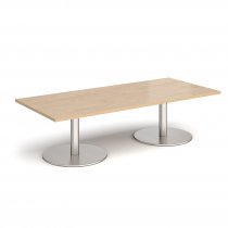 Rectangular Coffee Table | 1800 x 800mm | 490mm High | Kendal Oak | Round Brushed Steel Bases | Monza