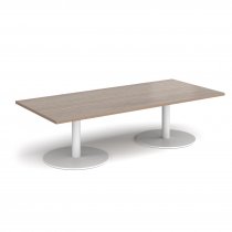 Rectangular Coffee Table | 1800 x 800mm | 490mm High | Barcelona Walnut | Round White Bases | Monza