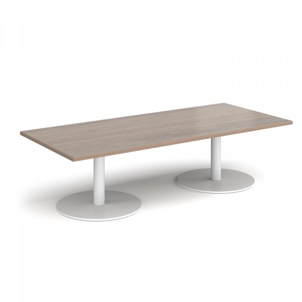 Rectangular Coffee Table | 1800 x 800mm | 490mm High | Barcelona Walnut | Round White Bases | Monza