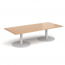 Rectangular Coffee Table | 1800 x 800mm | 490mm High | Beech | Round White Bases | Monza