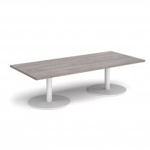 Rectangular Coffee Table | 1800 x 800mm | 490mm High | Grey Oak | Round White Bases | Monza