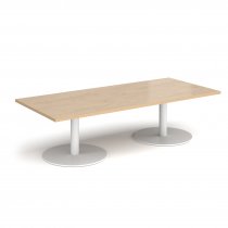 Rectangular Coffee Table | 1800 x 800mm | 490mm High | Kendal Oak | Round White Bases | Monza