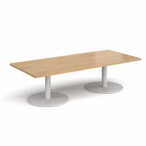 Rectangular Coffee Table | 1800 x 800mm | 490mm High | Oak | Round White Bases | Monza