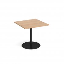 Square Café Table | 800 x 800mm | 725mm High | Beech | Round Black Base | Monza