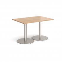 Rectangular Café Table | 1200 x 800mm | 725mm High | Beech | Round Brushed Steel Bases | Monza