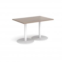 Rectangular Café Table | 1200 x 800mm | 725mm High | Barcelona Walnut | Round White Bases | Monza