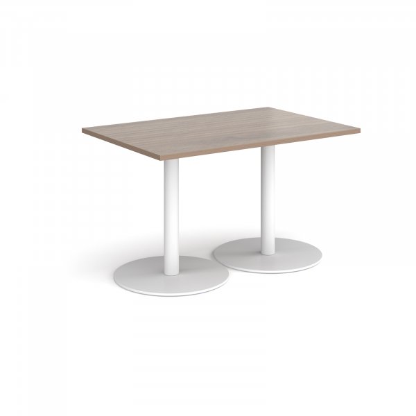 Rectangular Café Table | 1200 x 800mm | 725mm High | Barcelona Walnut | Round White Bases | Monza