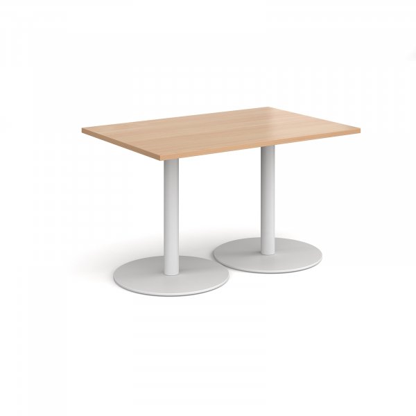 Rectangular Café Table | 1200 x 800mm | 725mm High | Beech | Round White Bases | Monza