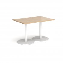 Rectangular Café Table | 1200 x 800mm | 725mm High | Kendal Oak | Round White Bases | Monza