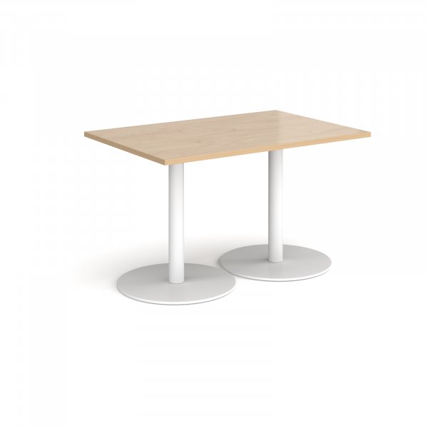 Rectangular Café Table | 1200 x 800mm | 725mm High | Kendal Oak | Round White Bases | Monza