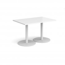 Rectangular Café Table | 1200 x 800mm | 725mm High | White | Round White Bases | Monza