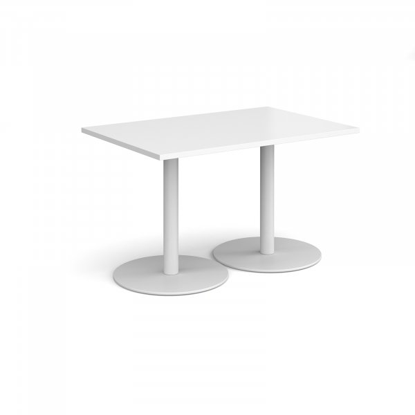 Rectangular Café Table | 1200 x 800mm | 725mm High | White | Round White Bases | Monza