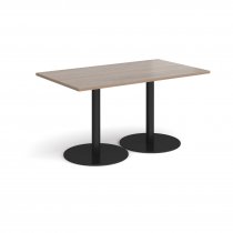 Rectangular Café Table | 1400 x 800mm | 725mm High | Barcelona Walnut | Round Black Bases | Monza