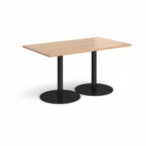 Rectangular Café Table | 1400 x 800mm | 725mm High | Beech | Round Black Bases | Monza