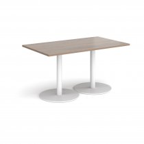 Rectangular Café Table | 1400 x 800mm | 725mm High | Barcelona Walnut | Round White Bases | Monza