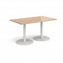 Rectangular Café Table | 1400 x 800mm | 725mm High | Beech | Round White Bases | Monza