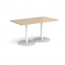 Rectangular Café Table | 1400 x 800mm | 725mm High | Kendal Oak | Round White Bases | Monza