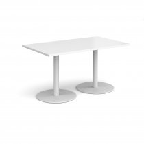 Rectangular Café Table | 1400 x 800mm | 725mm High | White | Round White Bases | Monza