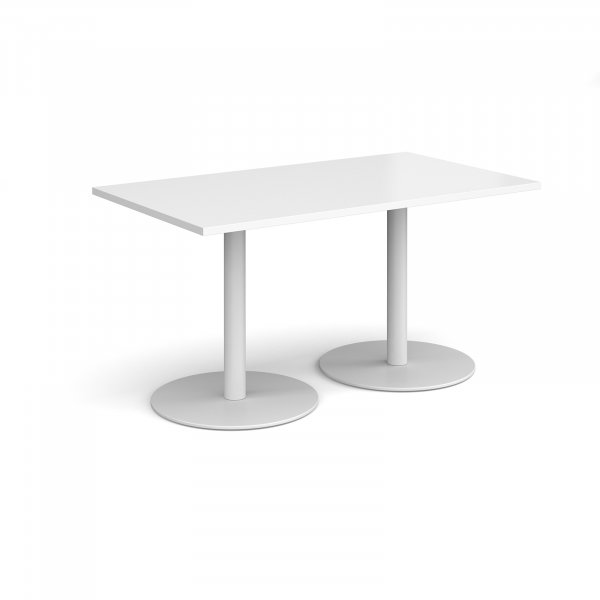 Rectangular Café Table | 1400 x 800mm | 725mm High | White | Round White Bases | Monza