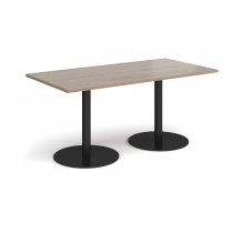 Rectangular Café Table | 1600 x 800mm | 725mm High | Barcelona Walnut | Round Black Bases | Monza