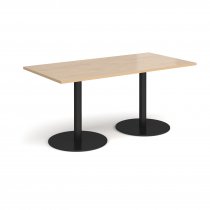 Rectangular Café Table | 1600 x 800mm | 725mm High | Kendal Oak | Round Black Bases | Monza